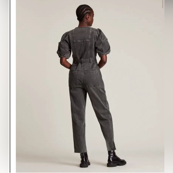 Revolve X All Saints Utility Denim Jumpsuit Dark gray Size - 4 like new - Picture 3 of 9